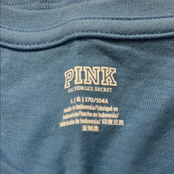 PINK Victoria's Secret Blue Tee with Silver Logo - Picture 3 of 6